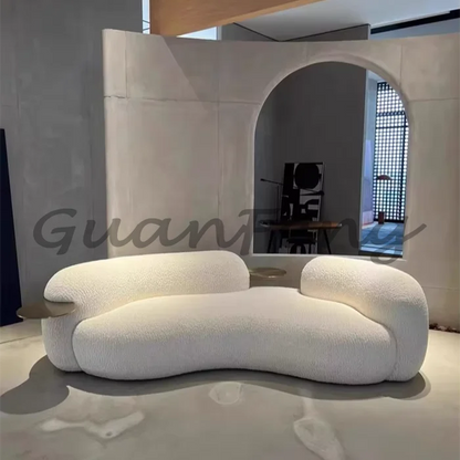 Nordic light luxury sofa creative curved sofa cream sand hair