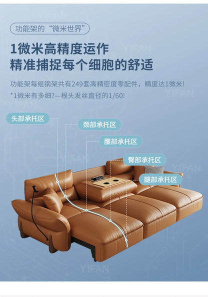 Relaxing Genuine Leather Sofa Living Room Electric Reclining Italian Sofa Lounge Luxury Divano Soggiorno Furniture Home