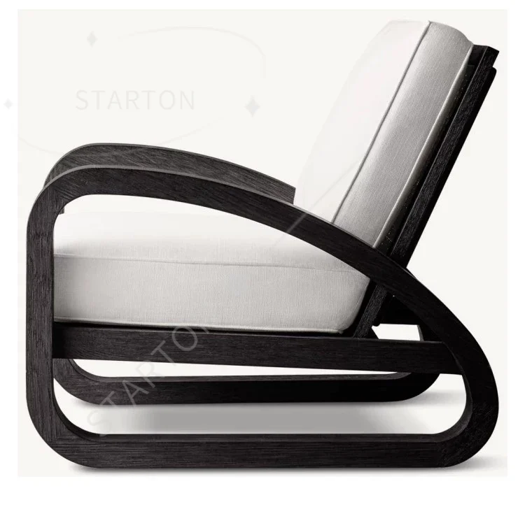 Rattan Antique Living Room Sofa Chair Solid Wood Light Luxury Leisure Chair