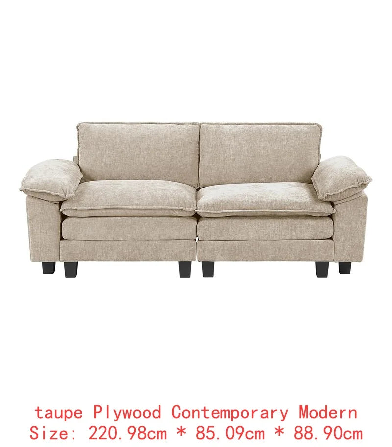 Modern 6-Piece Modular Sectional Sofa Set in Plush Chenille Upholstery for Comfortable Living Room Furniture - Durable Plywood