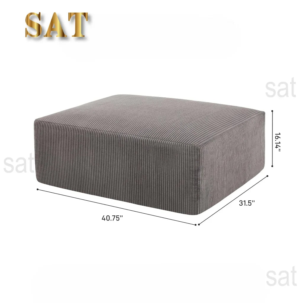 Modern Sectional Sleeper Sofa Bed 3-Seater Grey Lounge Couch Corduroy Convertible Sponge Compression Modular Sofas Chaise Home