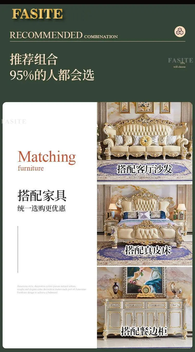 Premium European-style combination dining table and chairs all solid wood flower villa large-sized restaurant