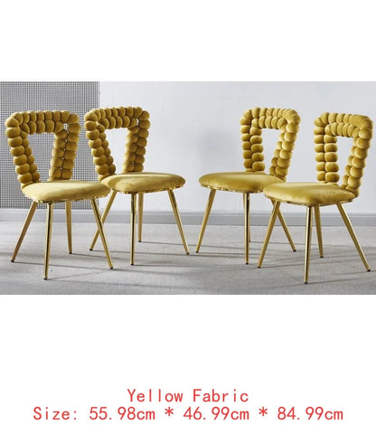 Set of 4 Yellow & Gold Modern Chairs with Iron Tube Legs, Soft Cushions, and Comfortable Backrest for Dining Room, Living Room,