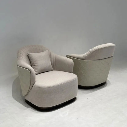 Italian light luxury single sofa chair villa living room home leather armchair