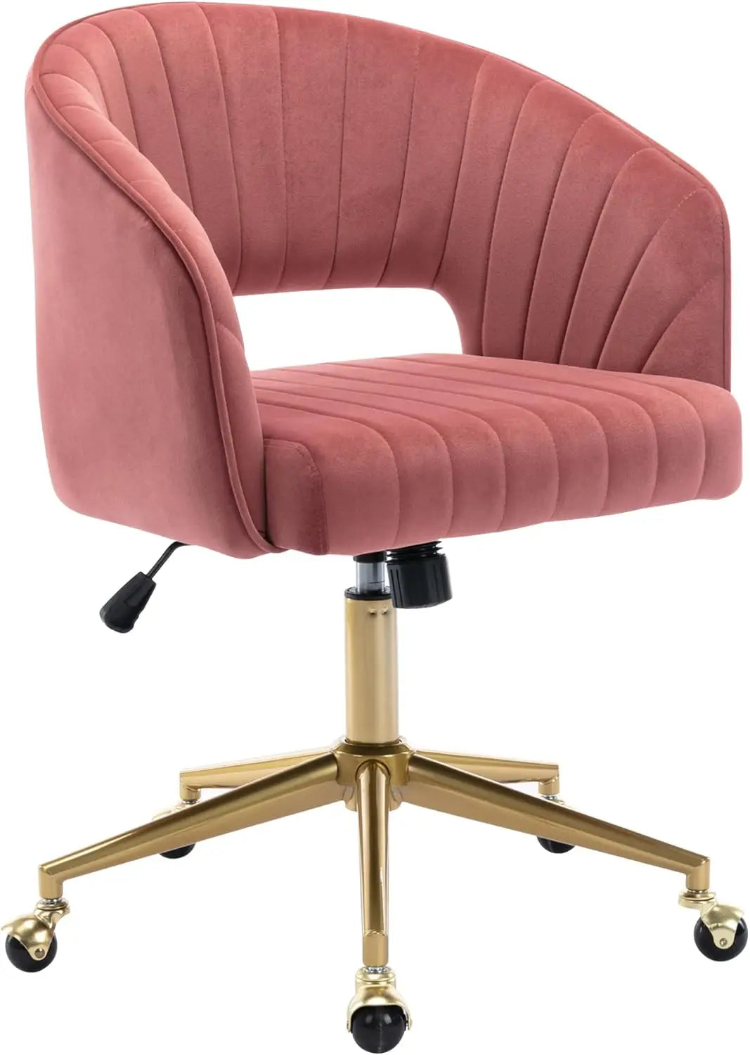 Home Office Chair Swivel Velvet Desk Chair Accent Armchair Upholstered Modern Tufted Chairs with Gold Base for Girls Women