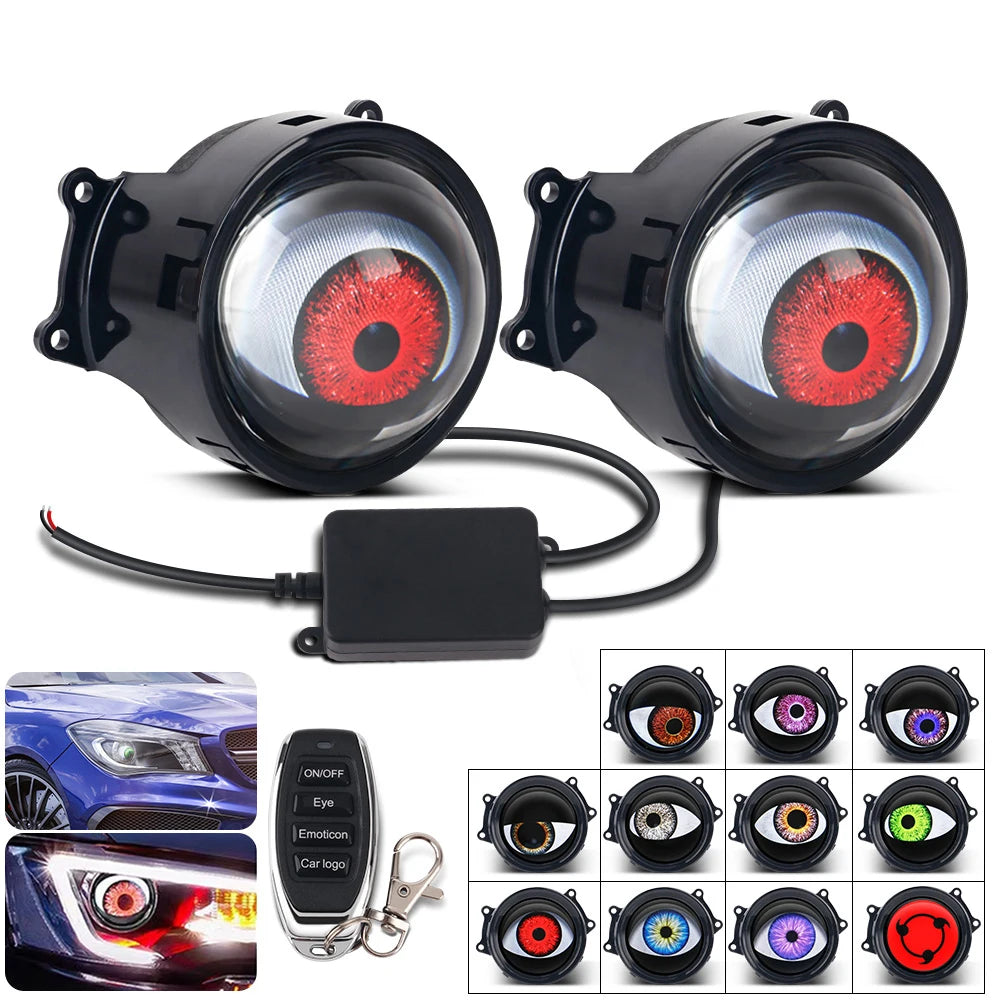 Cool Decoration Dynamic LED Car Headlights Devil Eye LED Car Light Headlight Assembly Modified Eagle Eye Light Cars Accessories