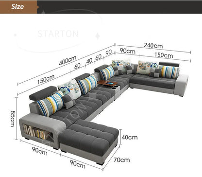 Light Luxury L-Shaped Sofa Set Living Room Furniture High Quality Big Sofa Set Modern Design Wooden Multifunctional Sofa