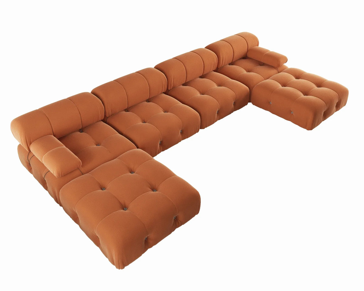 A For ATUNUS Popular Design Corner Modular Sectional Sofa Artistic High Fashion Velvet Fabric U Shape Couch For Hotel