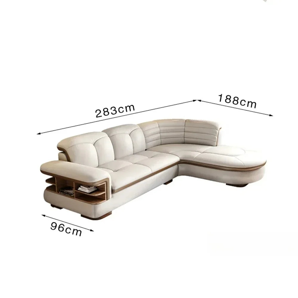 Leather Sectional Sofa Sets with USB, Bluetooth Speaker - Living Room