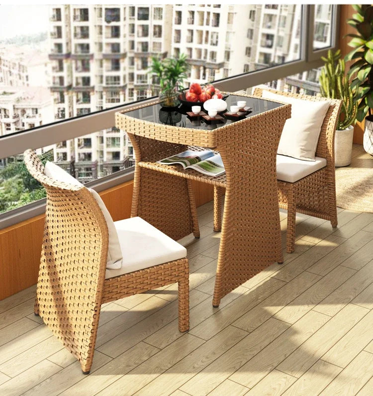 Rattan Garden Furniture Sets Balcony Home Table Chairs Storage Leisure Table and Chair Three-piece Set Outdoor Patio Combination
