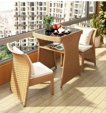 Rattan Garden Furniture Sets Balcony Home Table Chairs Storage Leisure Table and Chair Three-piece Set Outdoor Patio Combination