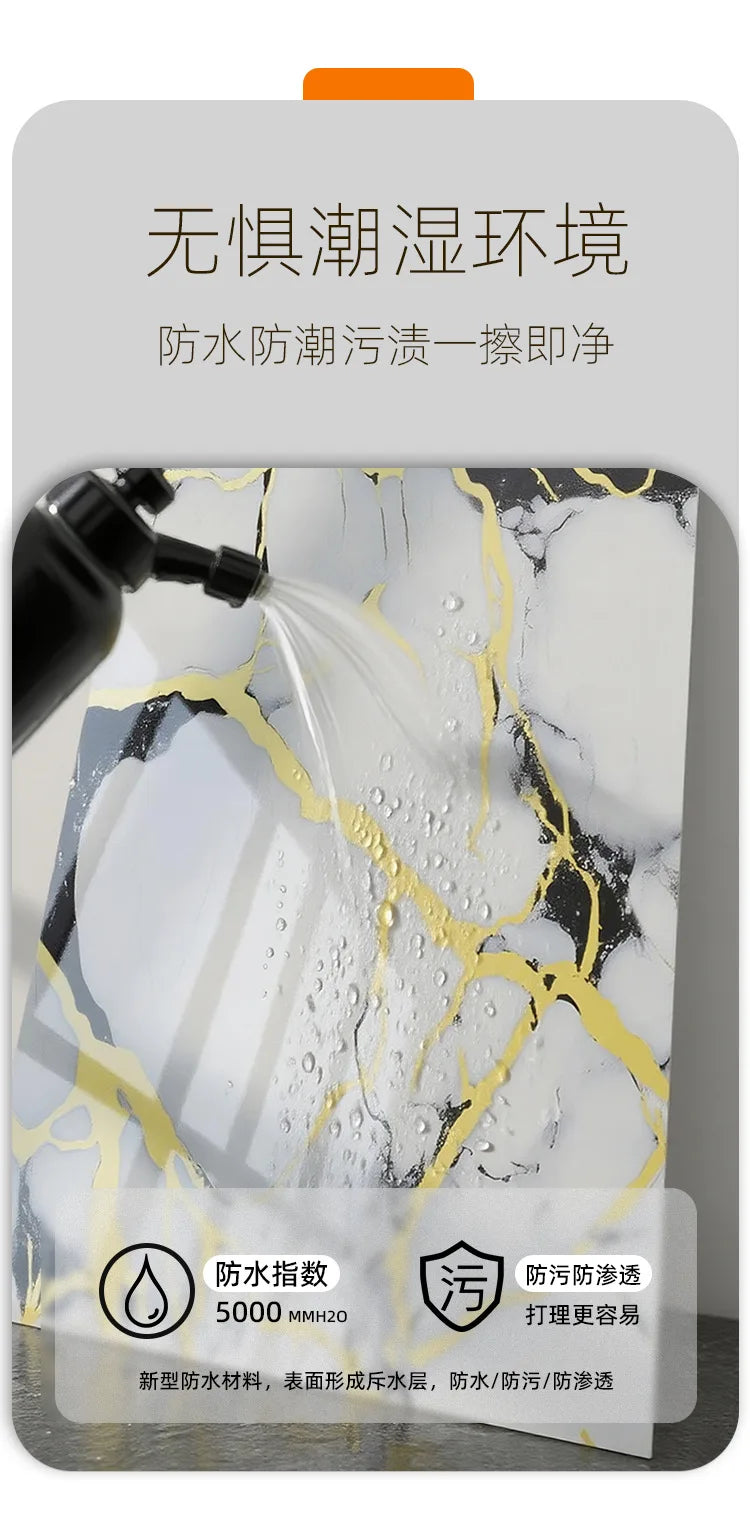 5pcs 30x60cm PVC Kitchen Backsplash Panel Marble Self-Adhesive Waterproof Oil Proof for Stove Cabinet Renovators