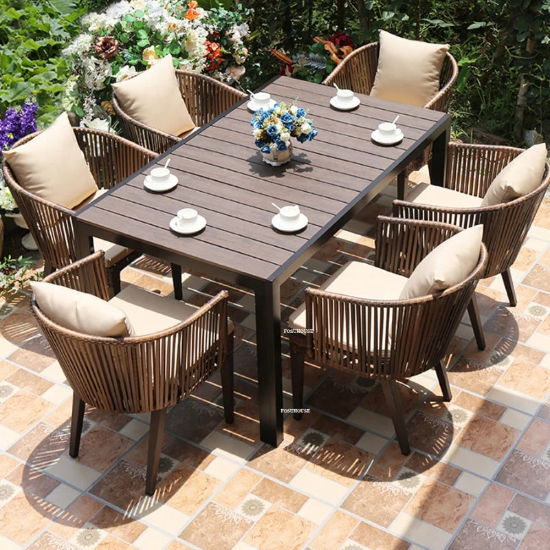 Nordic Outdoor Balcony Leisure Rattan Table and Chair Garden Furniture Sets Rattan Garden Table and Chair Outdoor Furniture Sets