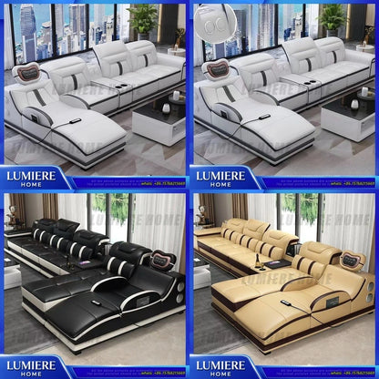 Electric Recliner Sofa with Massage Function Modern Minimalist Sectional Sofa for Large Living Room Smart Multi Functional Couch