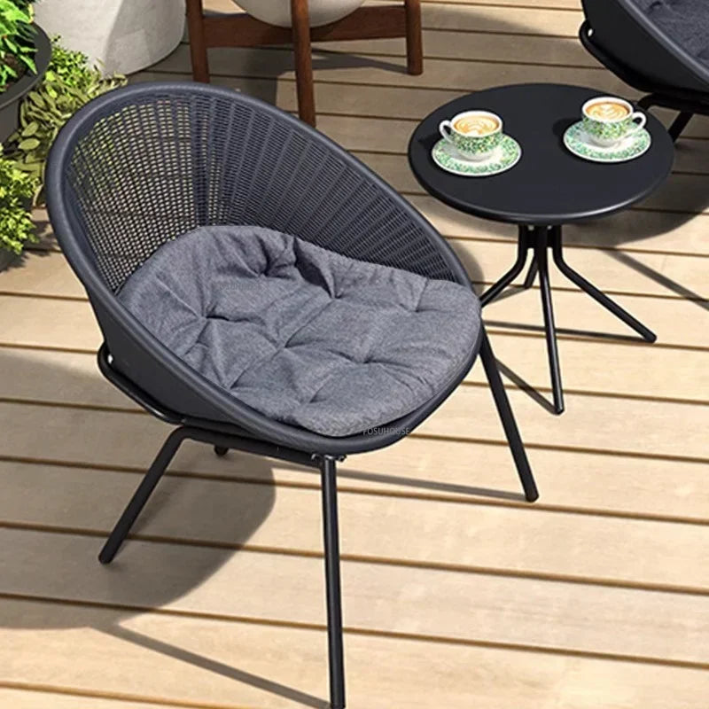 Outdoor Rattan Chair Garden Furniture Set Household Outdoor Balcony Leisure Table and Chair Three-piece Set Mini Coffee Table