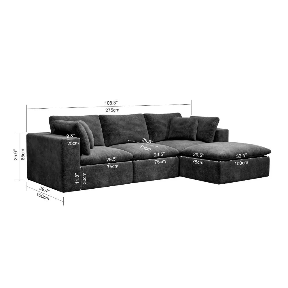 Modern Compression Sofa, Suitable for Living Room and Bedroom, Fabric Design, Sponge Filled