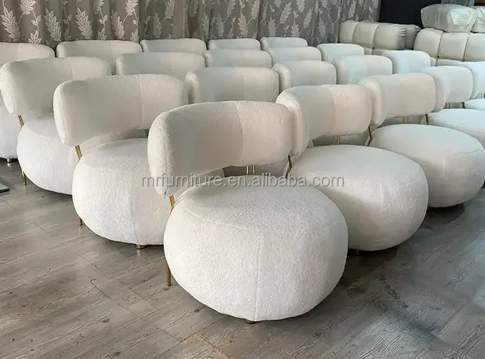 z Luxury Nordic Lounge Chair Stainless Steel Single Chair Soft Fur Boucle Accent Chair for Home Hotel