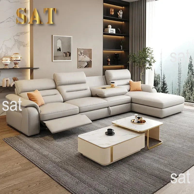 *-/2025  Italian Modern Luxury Leather Recliner Sofa Electric Reclining Sofa Living Room Furniture