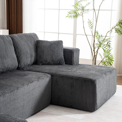 Living Room Boneless Modular Sofa, Corduroy Fabric, Modern U-shaped Leisure Sofa, High-density Sponge, No Assembly, for Home