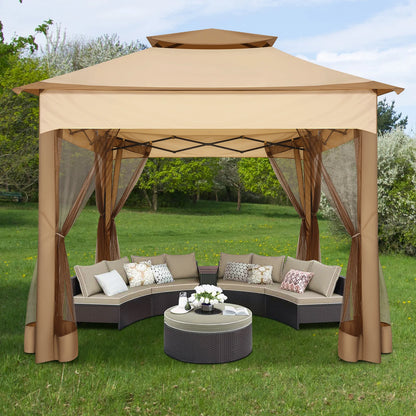 11x11 Pop up Gazebo on Clearance with Mosquito Netting&Sandbags, Outdoor Canopy Tent with 4 Ropes 8 Stakes&Portable Carrying Bag