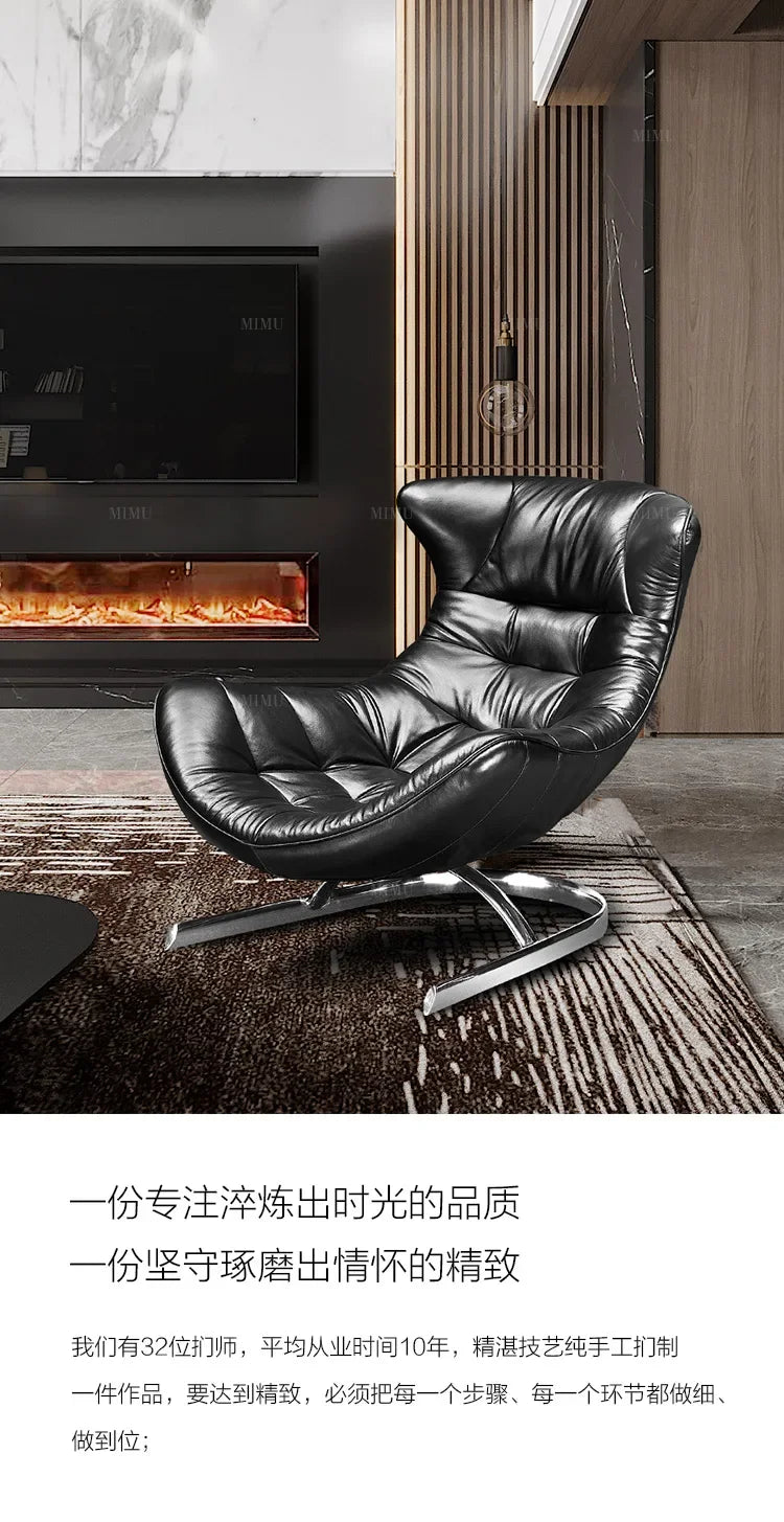 New style Italian Single Leather Sofa Chair Living Room Light Luxury Bedroom Modern Wingback Chair Leisure Chair Recliner ss 730
