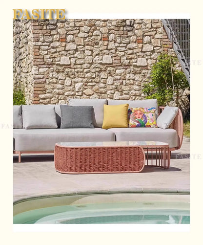 Outdoor sofa combination outdoor courtyard open-air villa living room hotel famous club rattan sofa