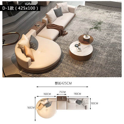Leather combination, sofa, large flat-floor villa sofa, concubine arc high-end sofa