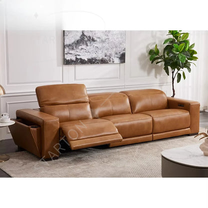 MANWAH CHEER Classics Comfortable 3+2+1 Seater Couch Living Room Power Reclining Sofas Set Furniture Genuine Leather Luxury Sofa