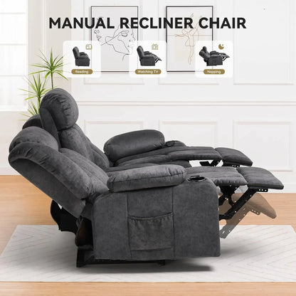 1+2+3 Manual recliner loveseat reclining sofa set, Cream