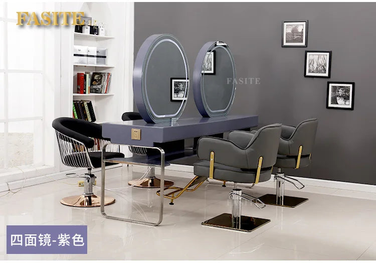 Double-sided mirror table for tgf barber shop, special for dyeing and ironing double-sided mirror hair salon for hair salon