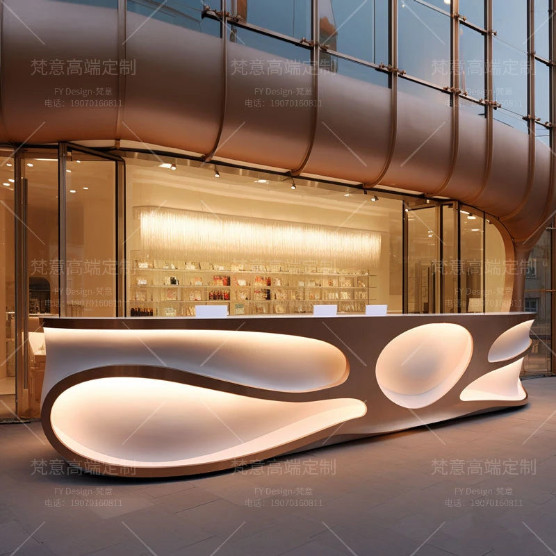 Painting front desk FRP reception desk Special-shaped creative service Bar counter Company information desk customization