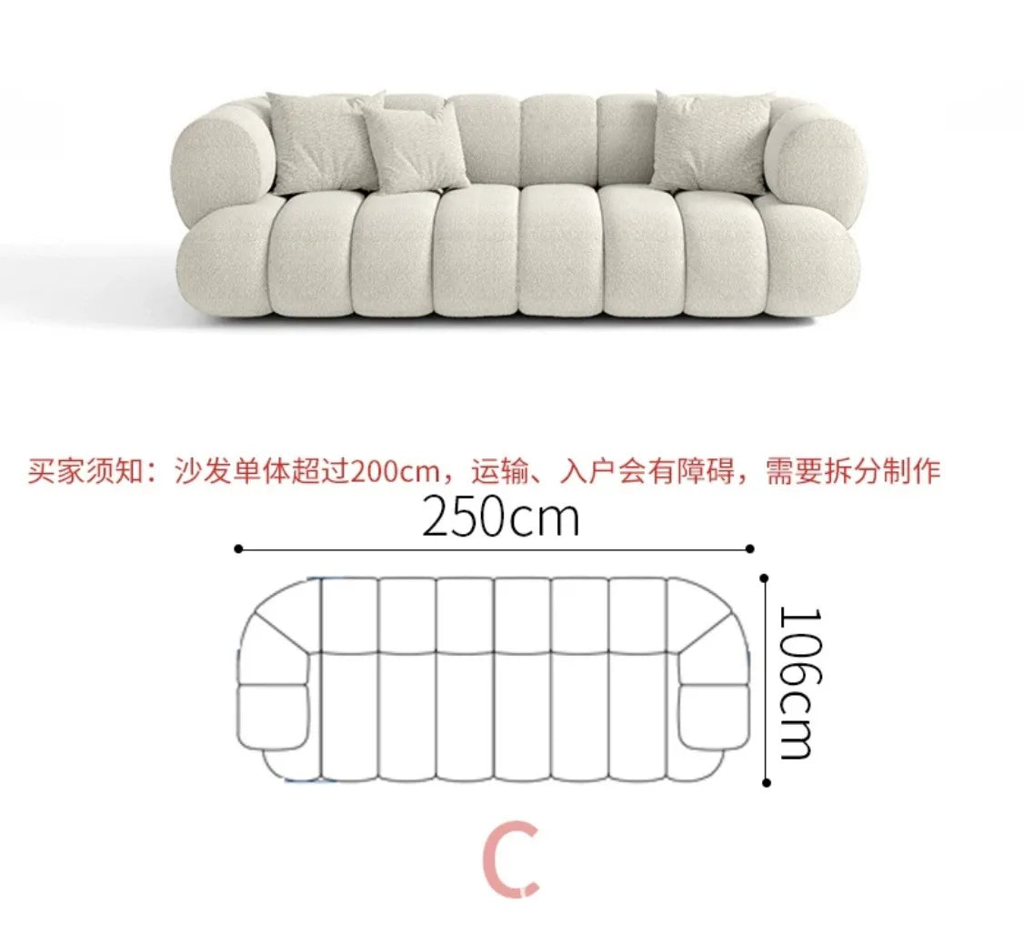 Living room cloud fabric sofa size apartment