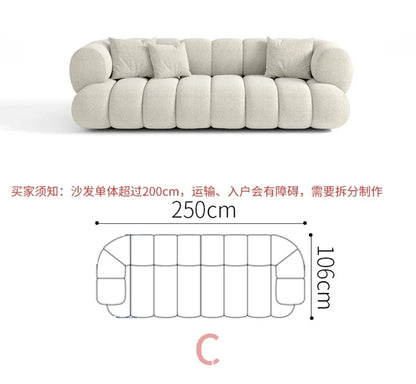 Living room cloud fabric sofa size apartment