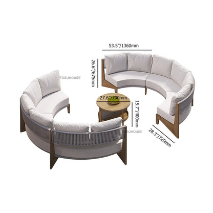 Designer Round Outdoor Sofas Combination Nordic Solid Wood Open-air Lounge Chair Home Patio Furniture Leisure Garden Sofa Chair
