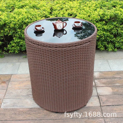 Outdoor rattan chair table and chair three-piece balcony garden creative simple rattan leisure table and chair combination