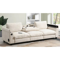 9635''Chenille Sectional Sofa with Bluetooth Speaker Comfy Cloud Couch Set with Drop Down Table Cup Holders USB Charger Storage