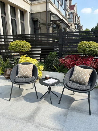 Outdoor Rattan Chair Garden Furniture Set Household Outdoor Balcony Leisure Table and Chair Three-piece Set Mini Coffee Table