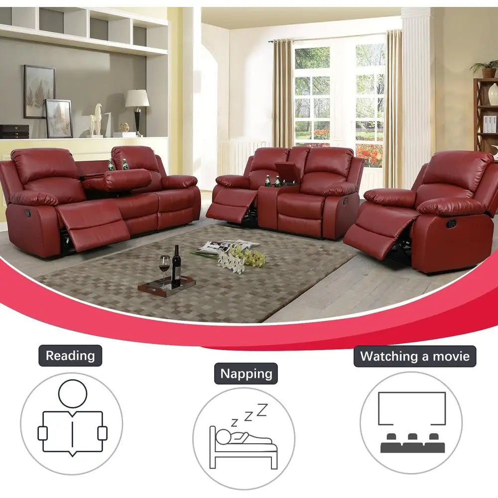 Living Room urniture Set Leather Recliner Soa Set Loveseat Chair urniture Soa Set or Living Room/Small Space/Rv/House/Oice/Theat