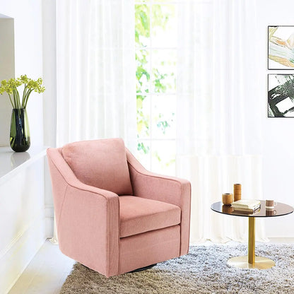 Swivel Accent Chair, 360° Rotation Chenille Fabric Upholstered Leisure Armchair with Lumbar Pillow for Living Room Bedroo