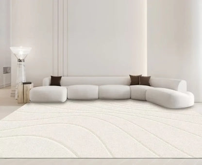 Modern White Minimalism Large Living Room Carpet Light Luxury Beige Decoration Bedroom Carpet Soft Lounge Rug Washable Floor Mat