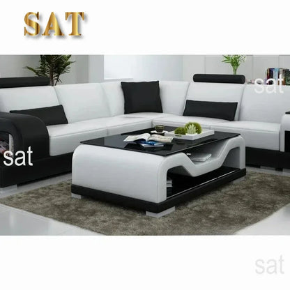 Modern LED Lighted Sofa Set with Recliner, Adjustable Headrest & Console | Luxury Leather Sectional Couch | Futuristic Furniture