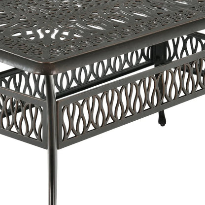 59'' Cast Aluminum Outdoor Patio Dining Table for 6-8 Person with Umbrella Hole