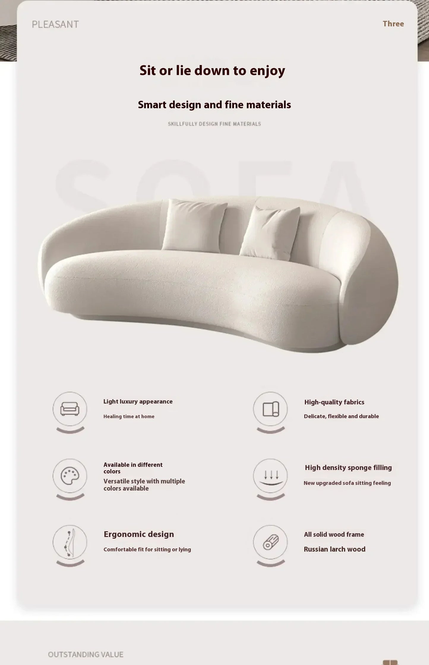 Italian Banana Sofa Minimalist Shaped Sofa Living Room Simple Modern Arc Cashew  Set Lazy Sofa Home Furniture