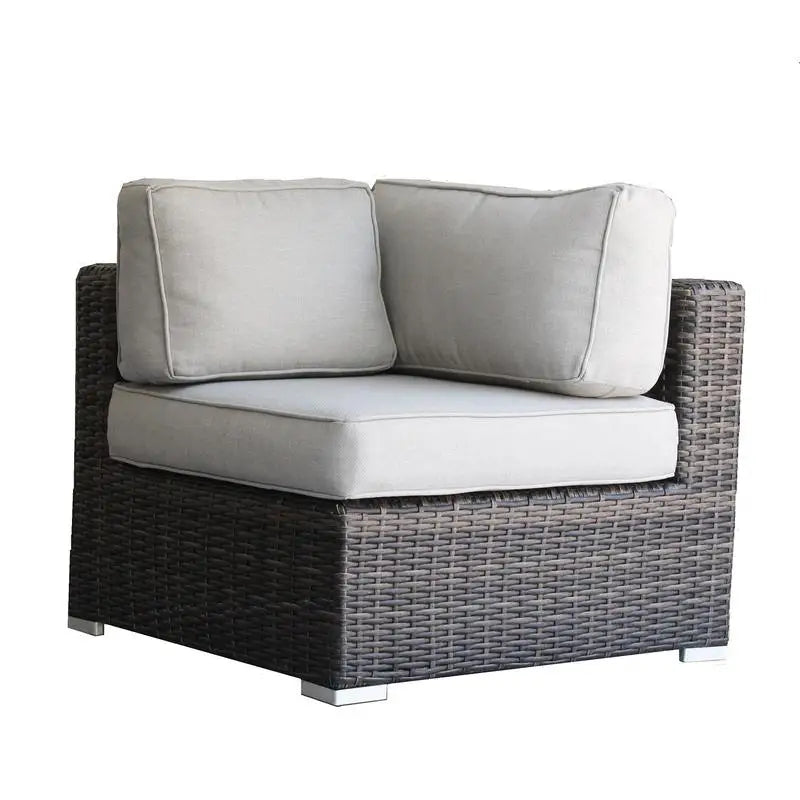 Brown Wicker Sectional Corner Sofa Set - Comfortable Outdoor Furniture for Living Room and Patio