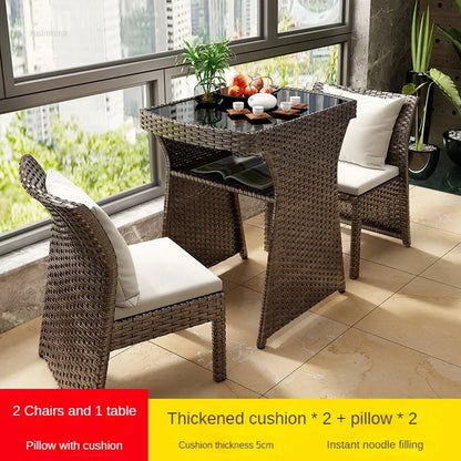 European Rattan Garden Furniture Sets Home Balcony Patio Furniture Creative Open-air Garden Furniture Combination Outdoor Set F