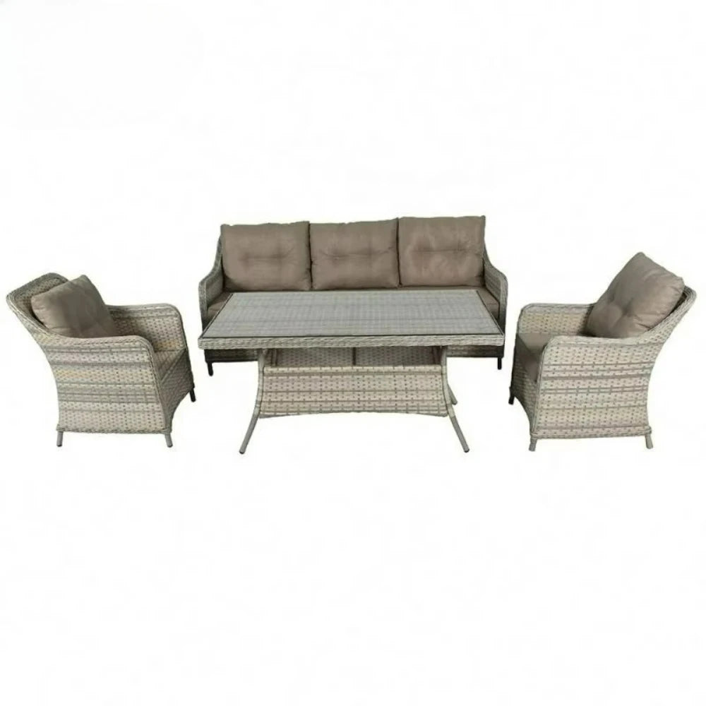Luxury Outdoor Garden Sofa Set Modern Design Rattan Backrest Patio Furniture for Hotels&Villa Hall&Apartment Enhanced Comfort