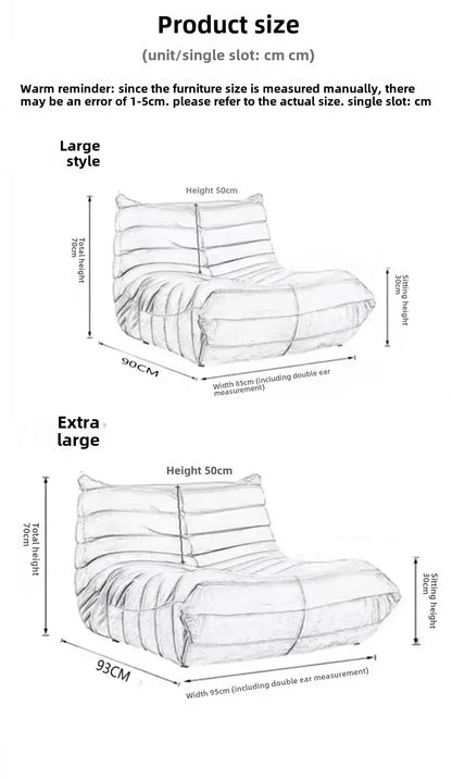 Togo caterpillar sofa balcony leisure bedroom living room reclining sleeping lazy sofa cream wind single recliner