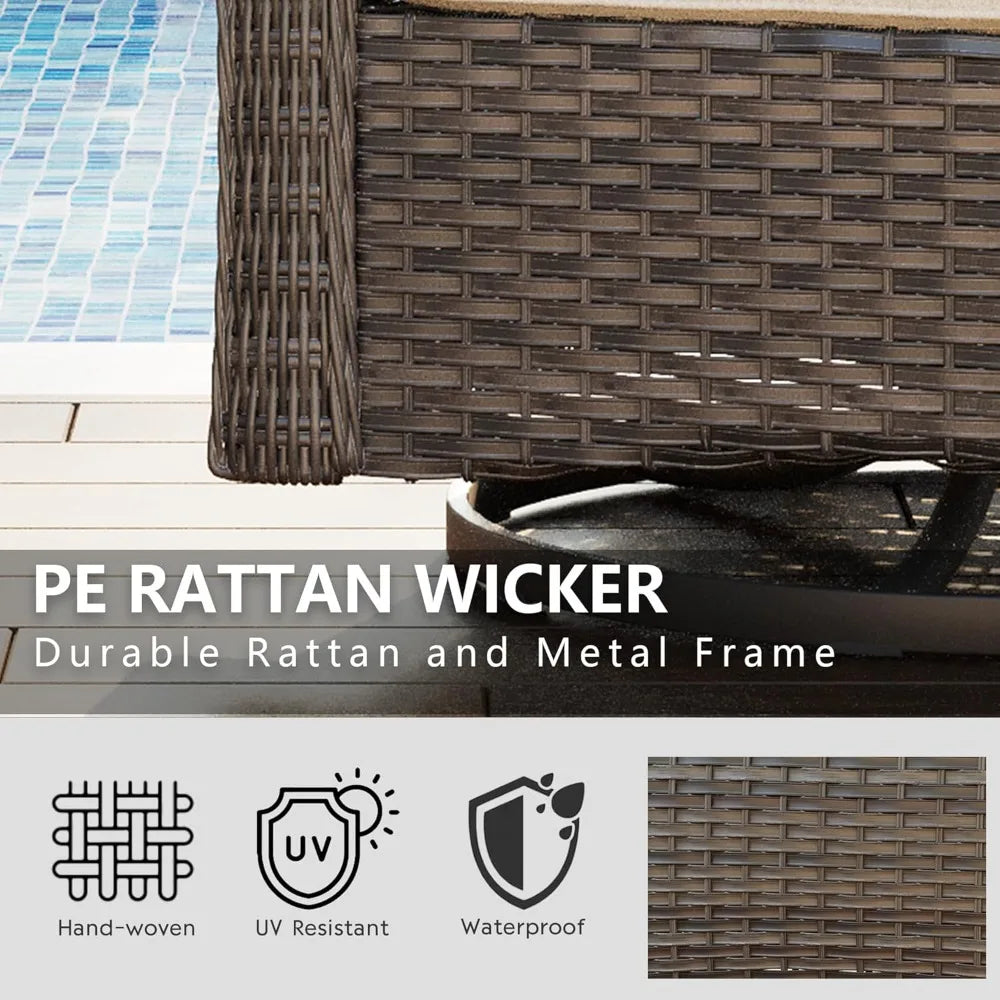 Brown Outdoor Wicker Swivel Glider Rocking Chair with Water-Resistant Cushions