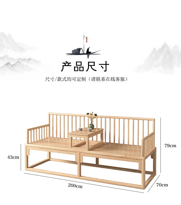 Han Solid Wood New Chinese Sofa Combination Living Room Zen Bed Hotel Homestay Push
