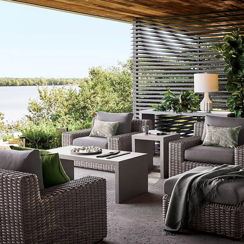 Outdoor sofa courtyard garden terrace leisure waterproof sunscreen art villa rattan furniture combination